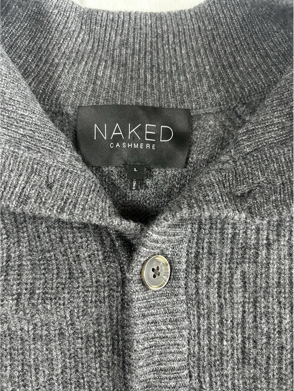 Naked Cashmere L Pullover Sweater Gray 100% Cashmere 1/4 Button Cozy Soft